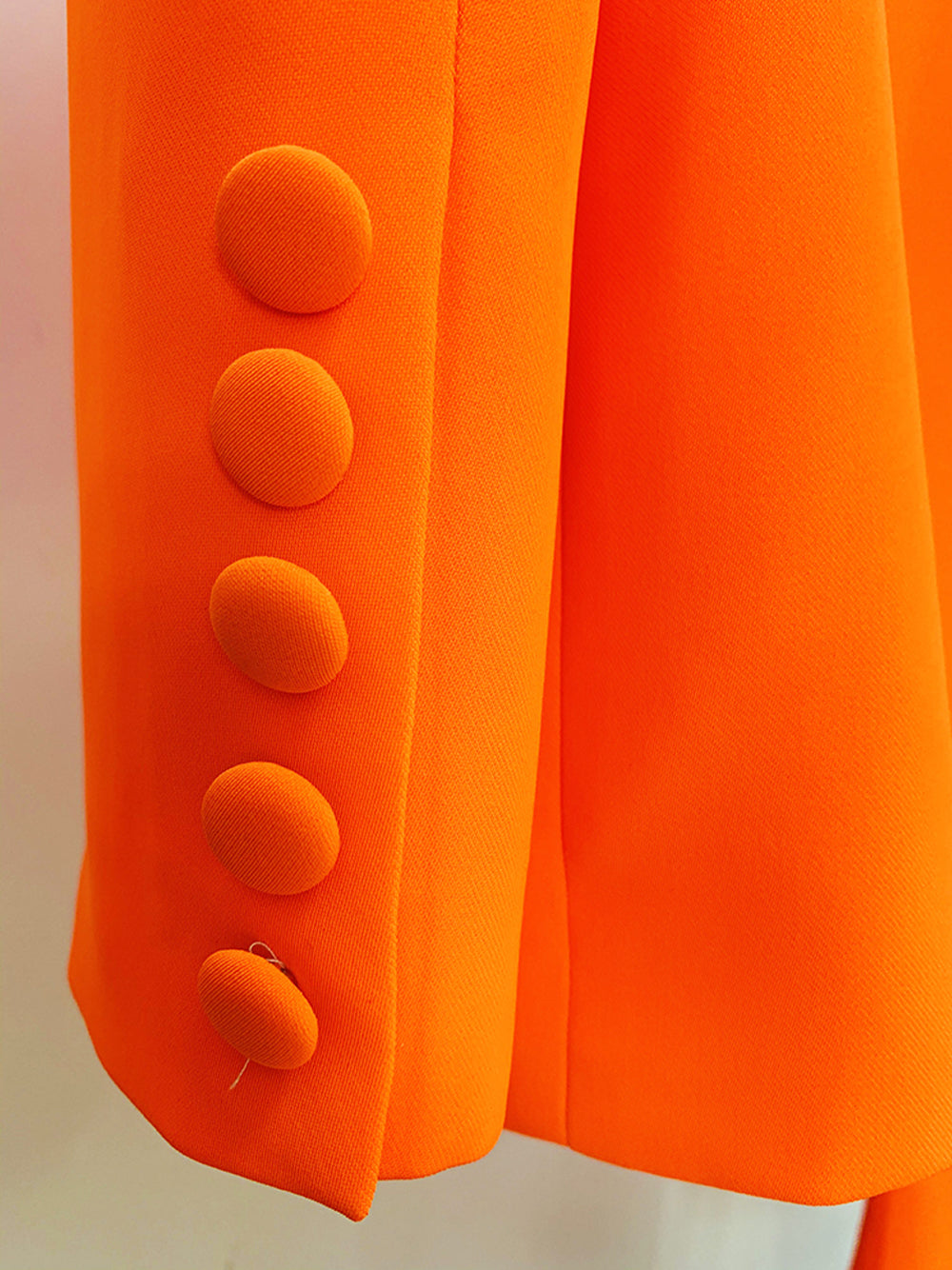 Orange Peak Lapel Double-Breasted Blazer Skinny Pants Set