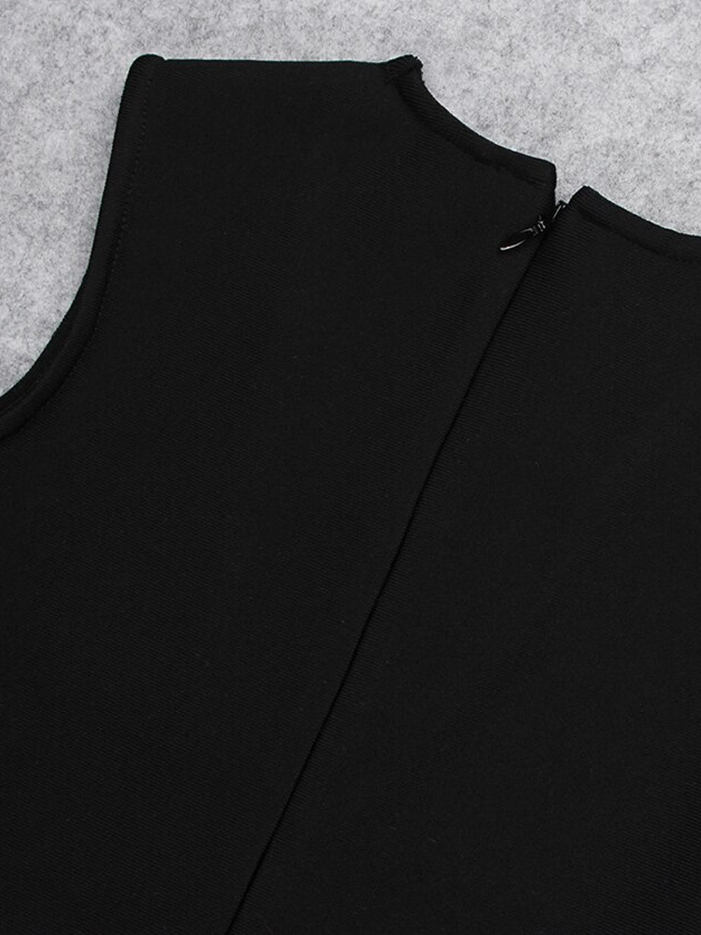 Black High Neck Rhinestone Mesh Insert Sleeveless Bodycon Mini Dress