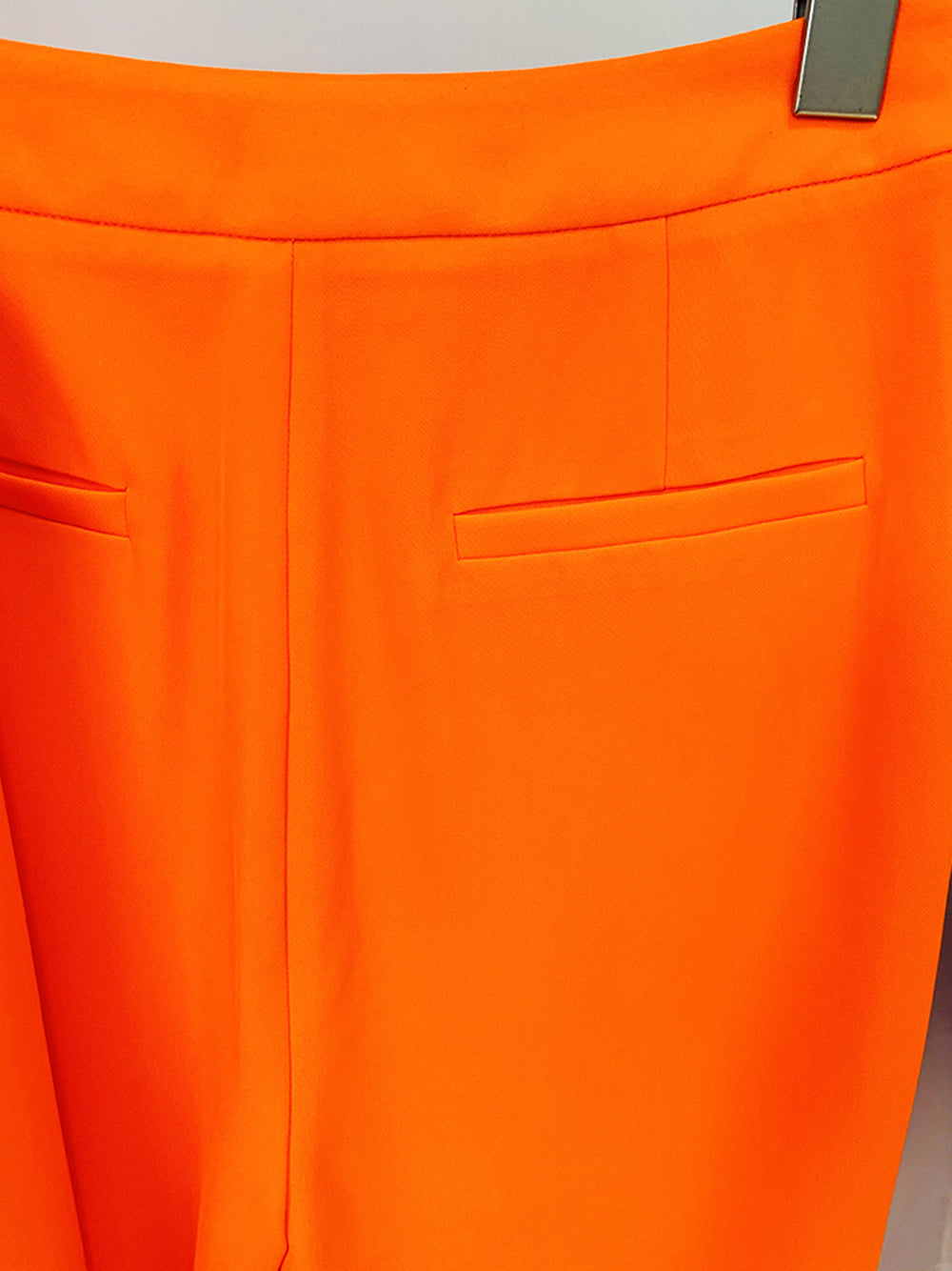 Orange Peak Lapel Double-Breasted Blazer Skinny Pants Set