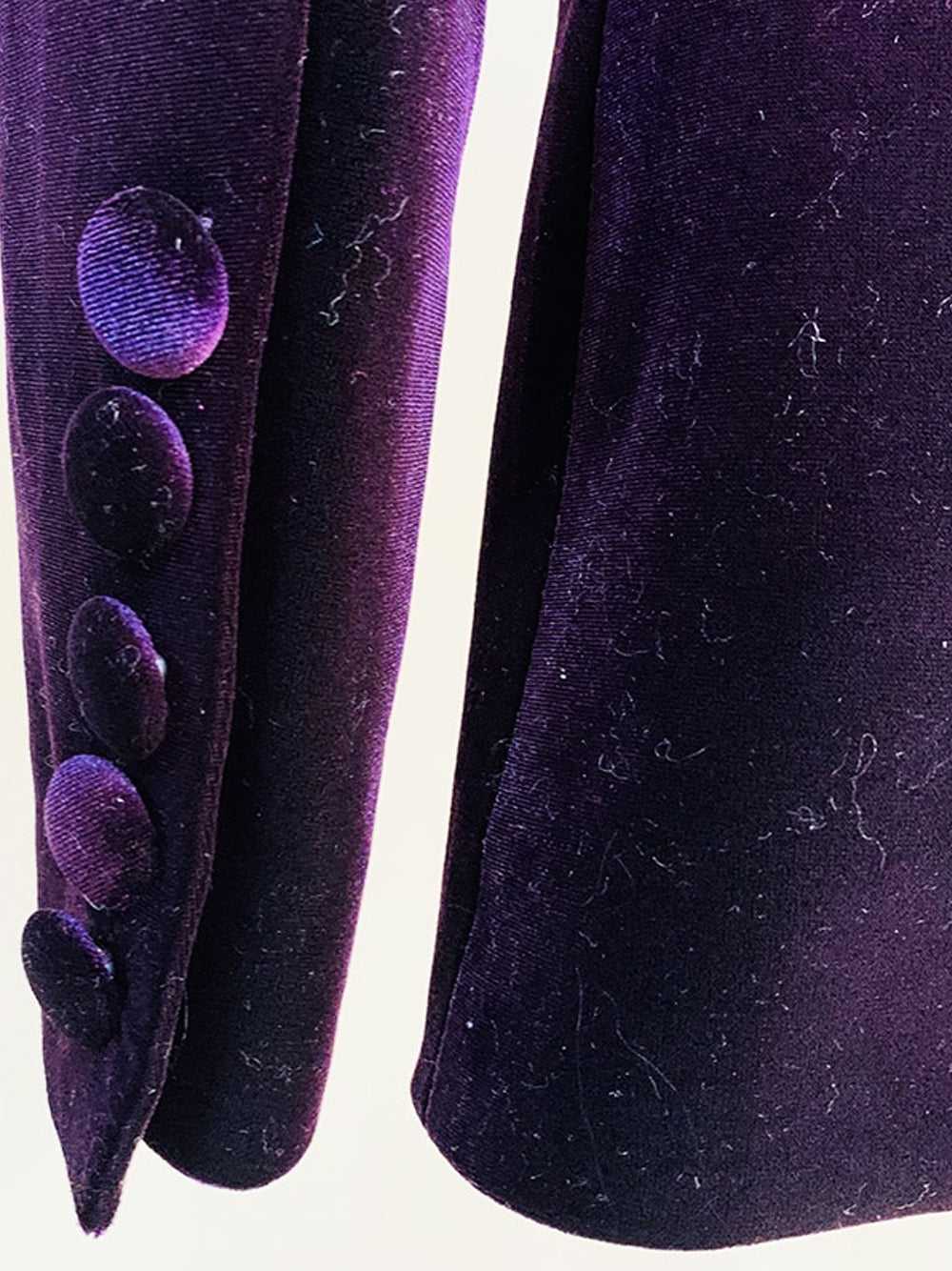 Purple Peak Lapel Velvet Blazer Flared Pants Set