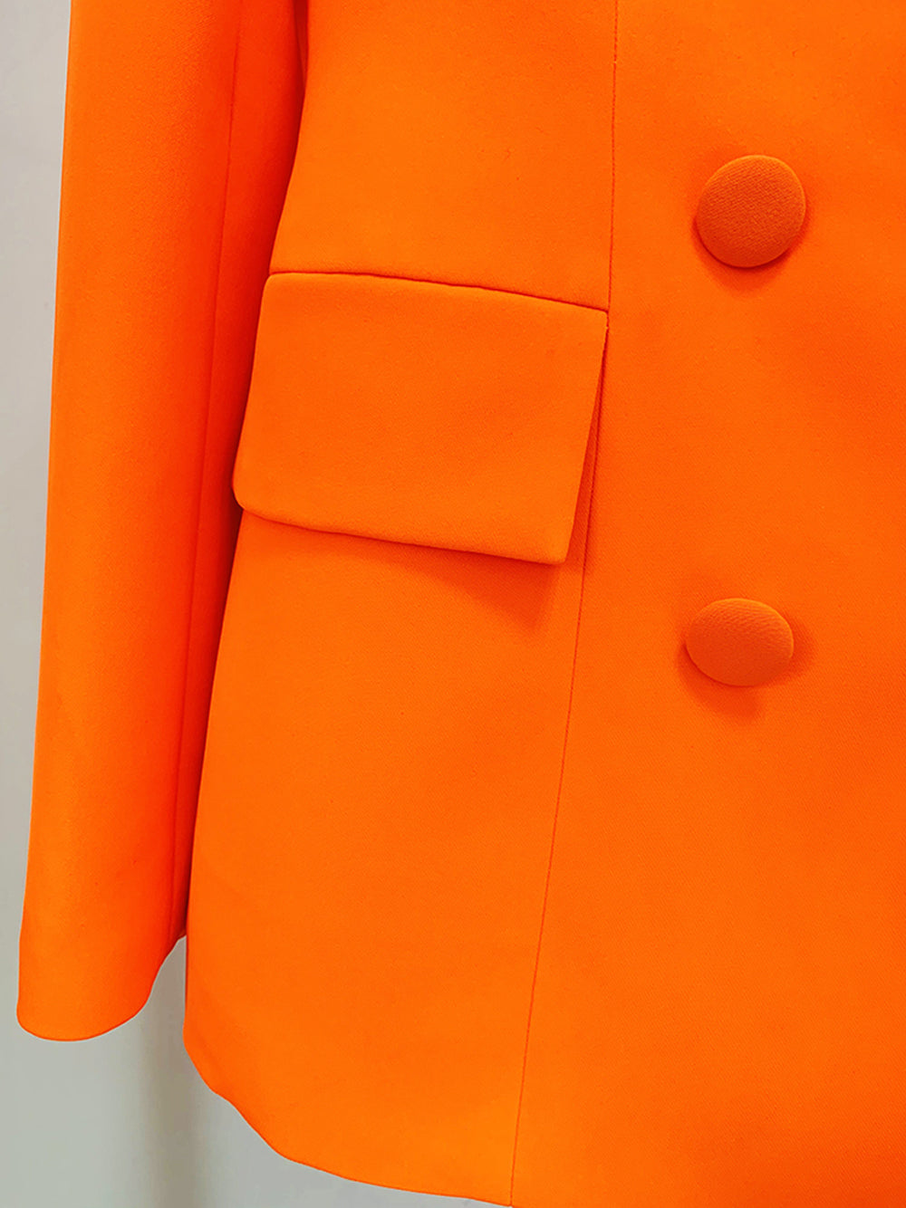 Orange Peak Lapel Double-Breasted Blazer Skinny Pants Set