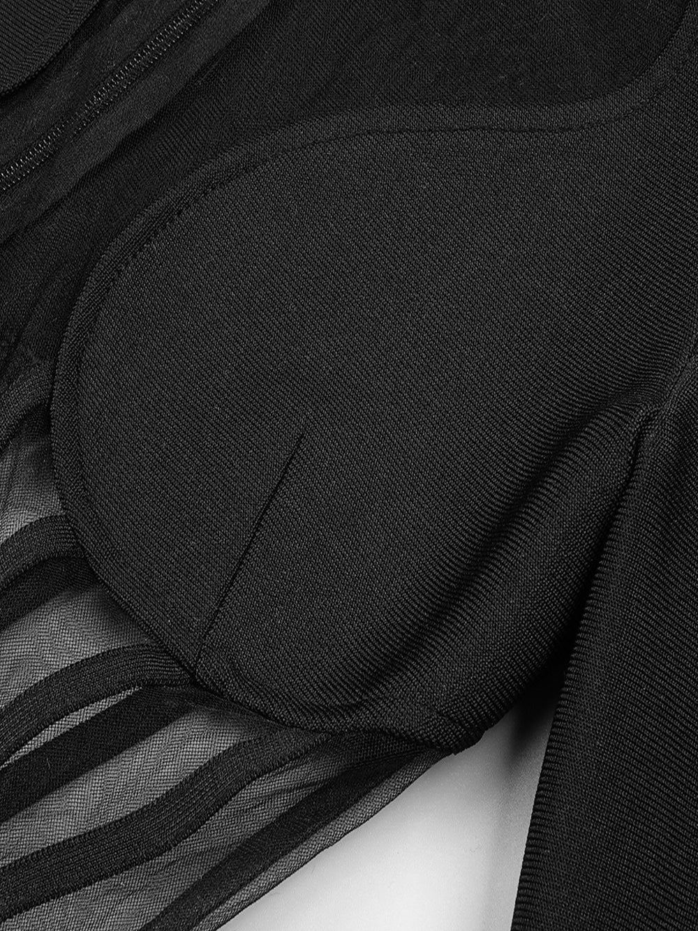 Black Long Sleeve Mesh Corset Illusion Cutout Bodycon Maxi Dress