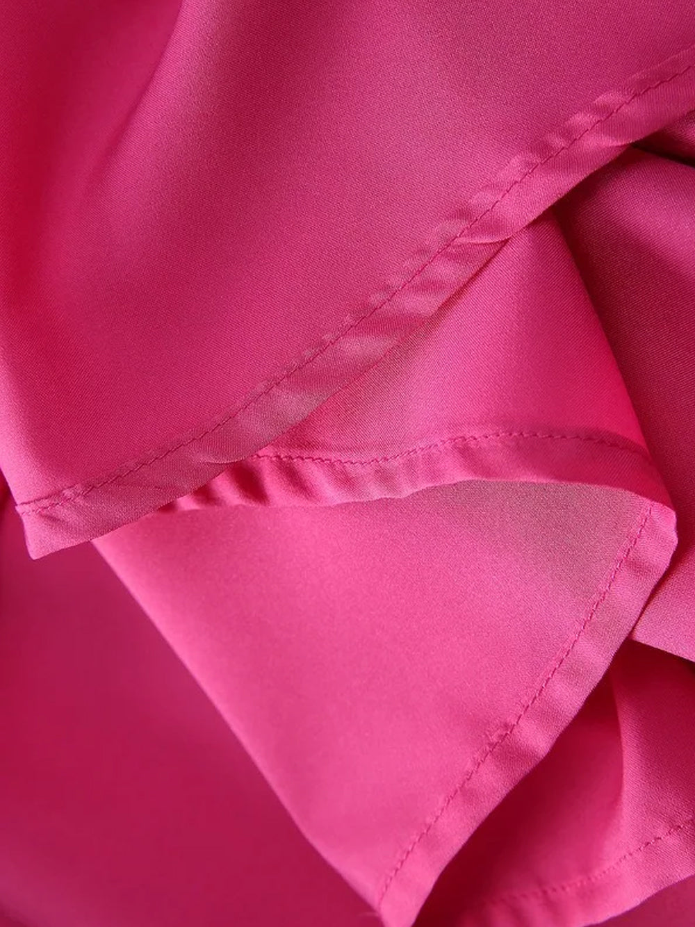 Fuchsia Tie Neck Bow Ruffle Sleeve Pleated A-Line Maxi Dress 13