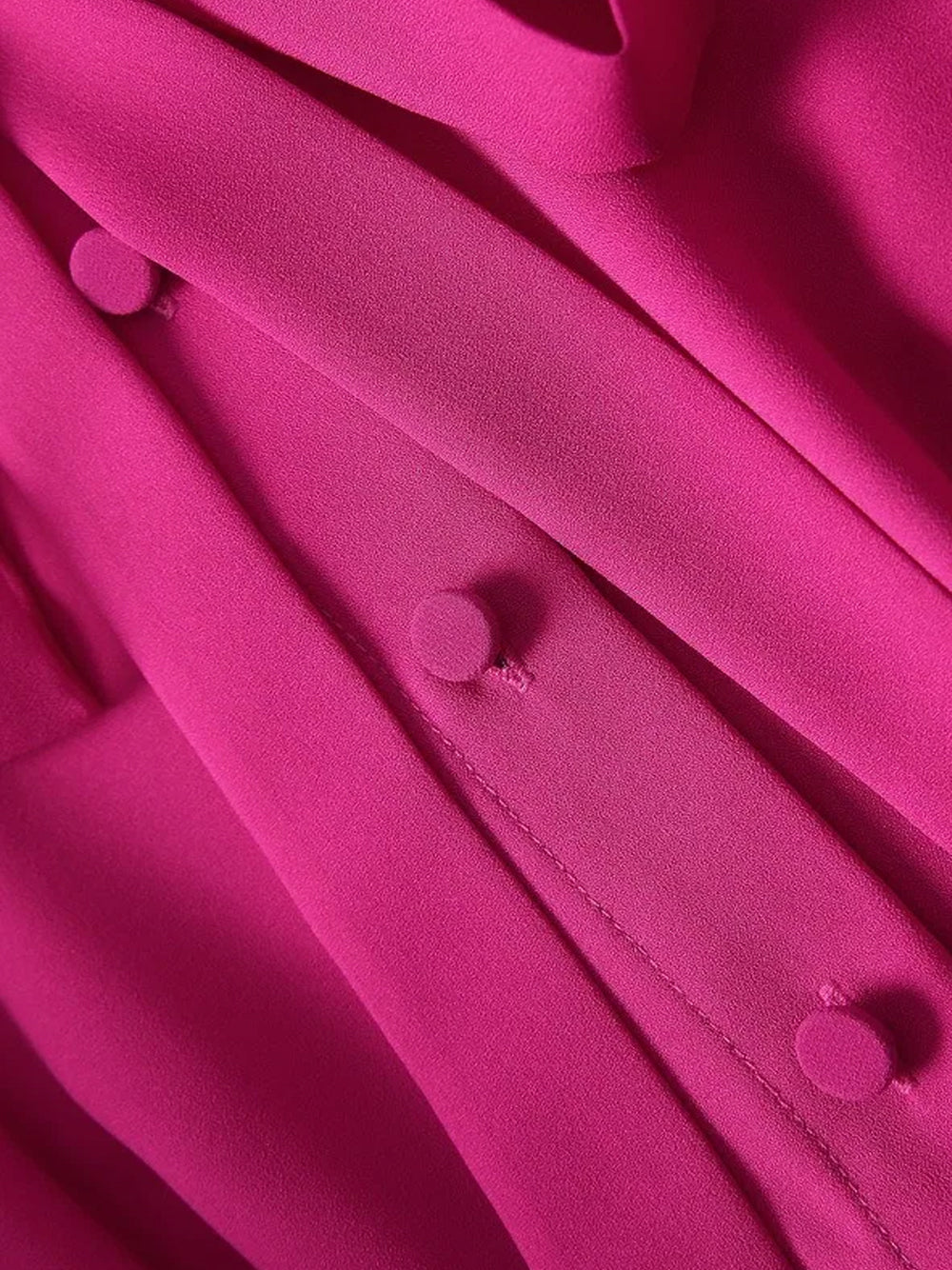 Fuchsia Tie Neck Bow Ruffle Sleeve Pleated A-Line Maxi Dress 9