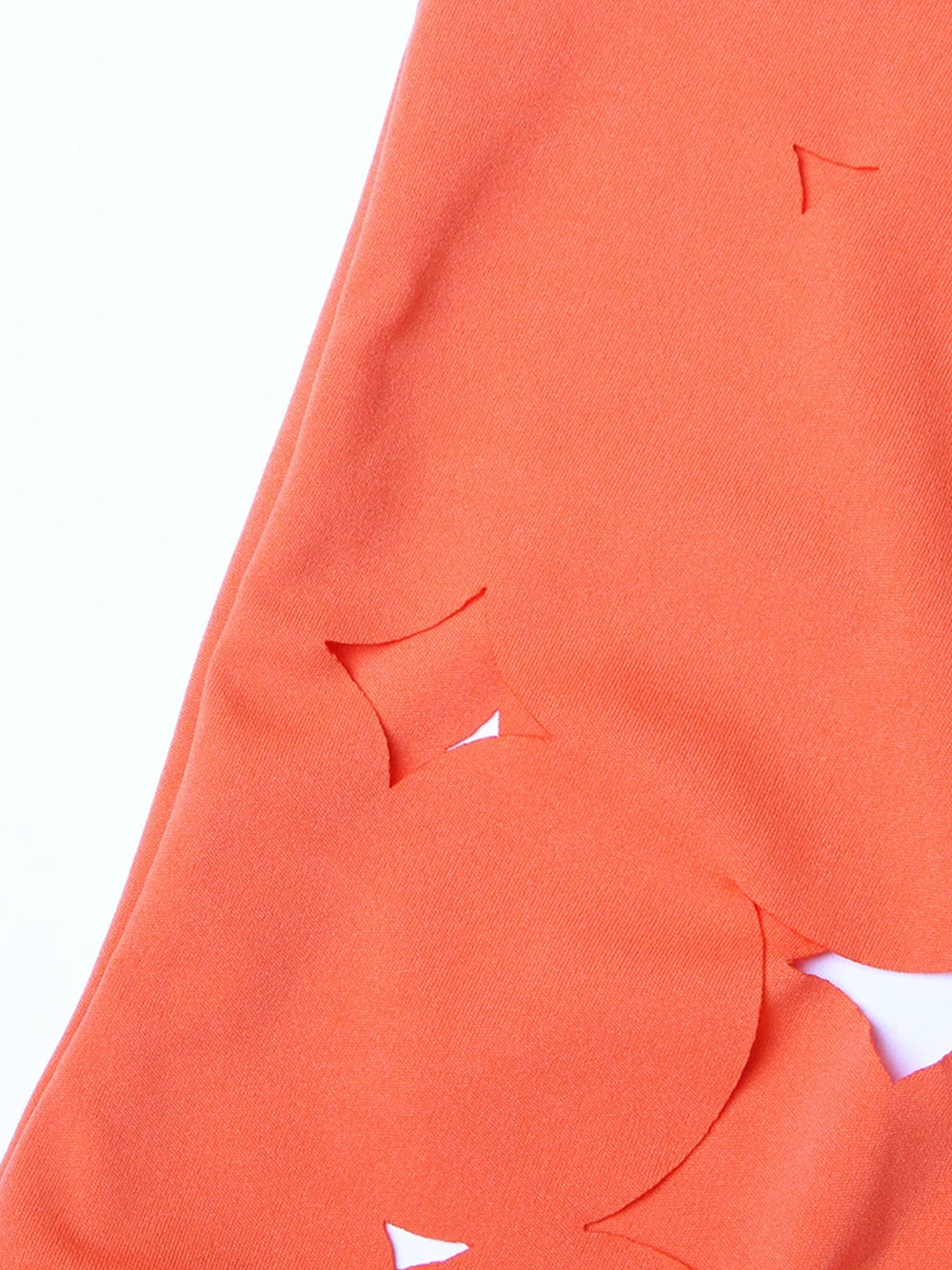 Orange One-Shoulder Laser Cut Scallop Cutout Bodycon Maxi Dress 11