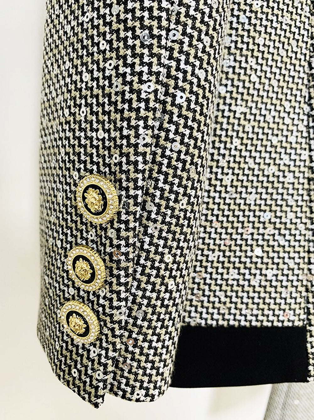 B&w Contrast Trim Tweed Blazer and Pants Set
