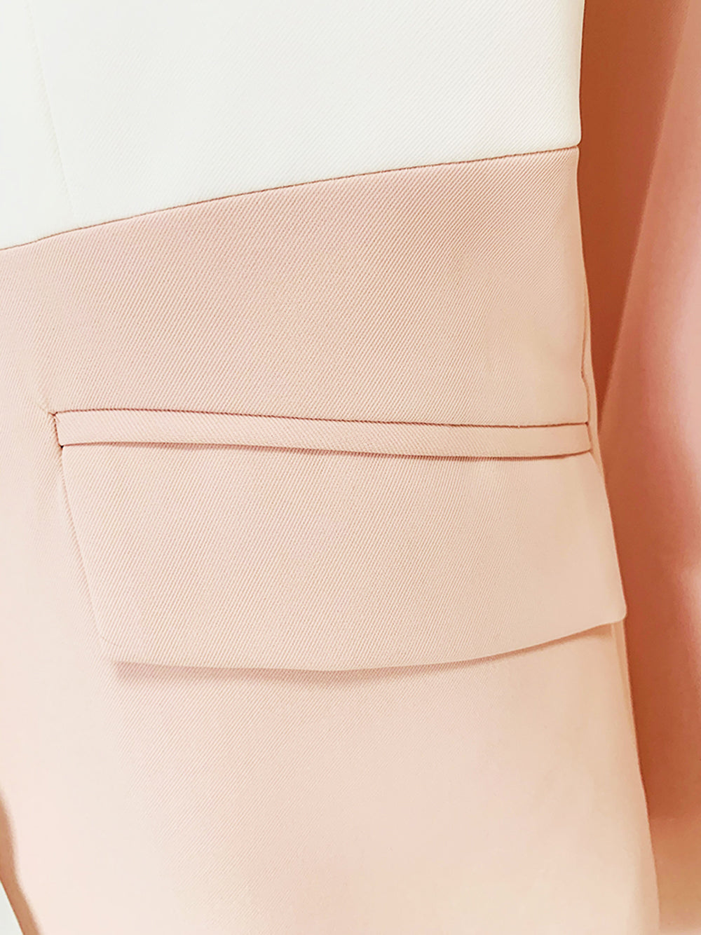 Pink Notch Lapel Color Block Blazer And High Waist Pants Set 5