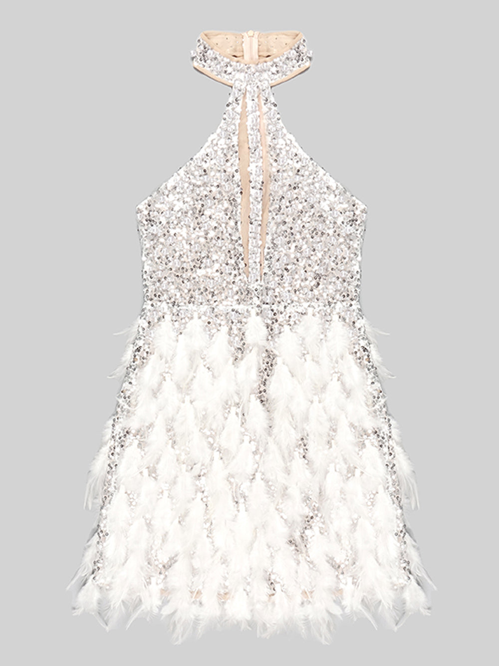 BETH Sequins & Feathers Mini Dress