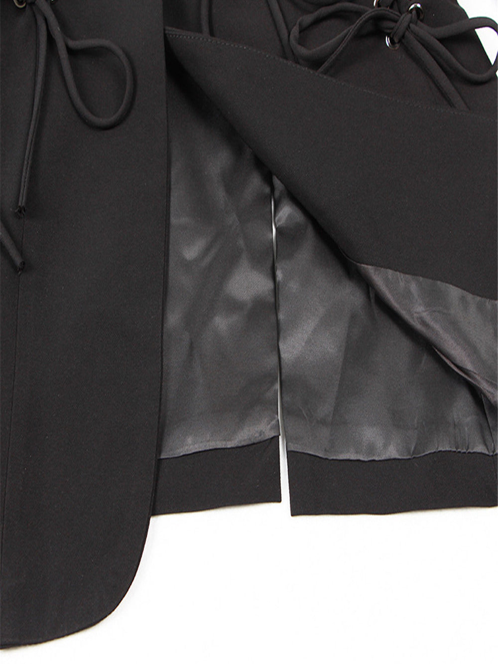 Lapel Collar Lace-Up Corset Waist Split Sleeve Blazer 13