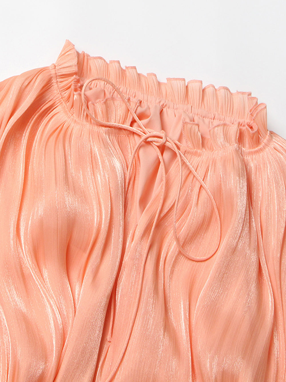 Tie Neck Ruffle Hem Batwing Sleeve Belted Flared Mini Dress