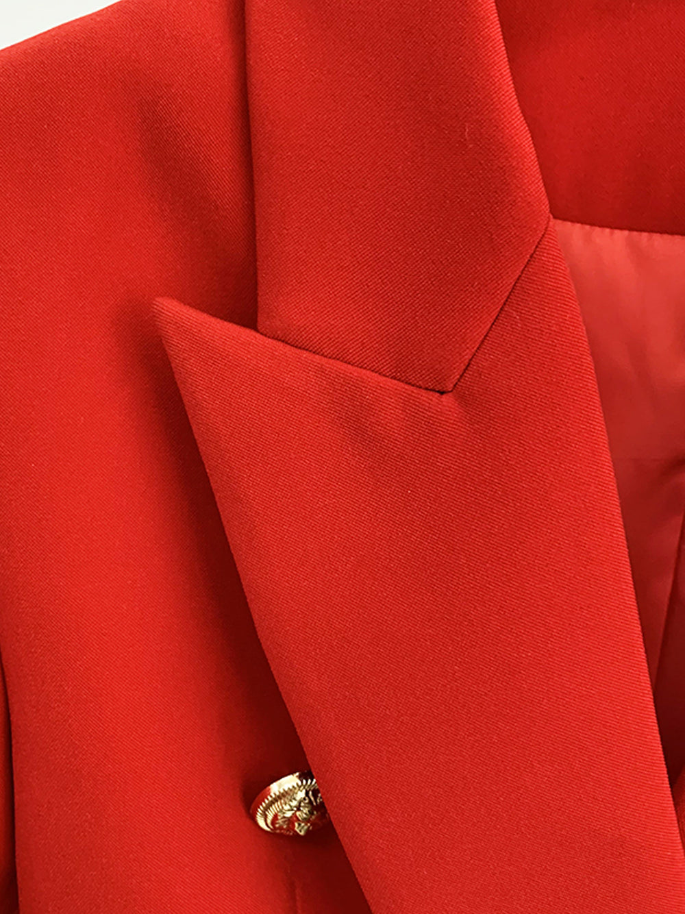 Red Peak Lapel Double Breasted Gold Button Tailored Blazer