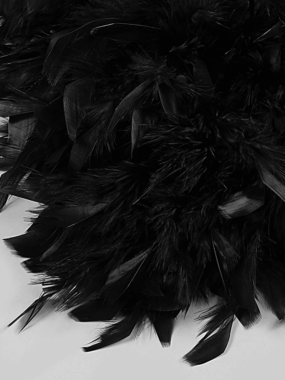Black Strapless Sweetheart Sequin Corset Feather Hem Bodycon Mini Dress