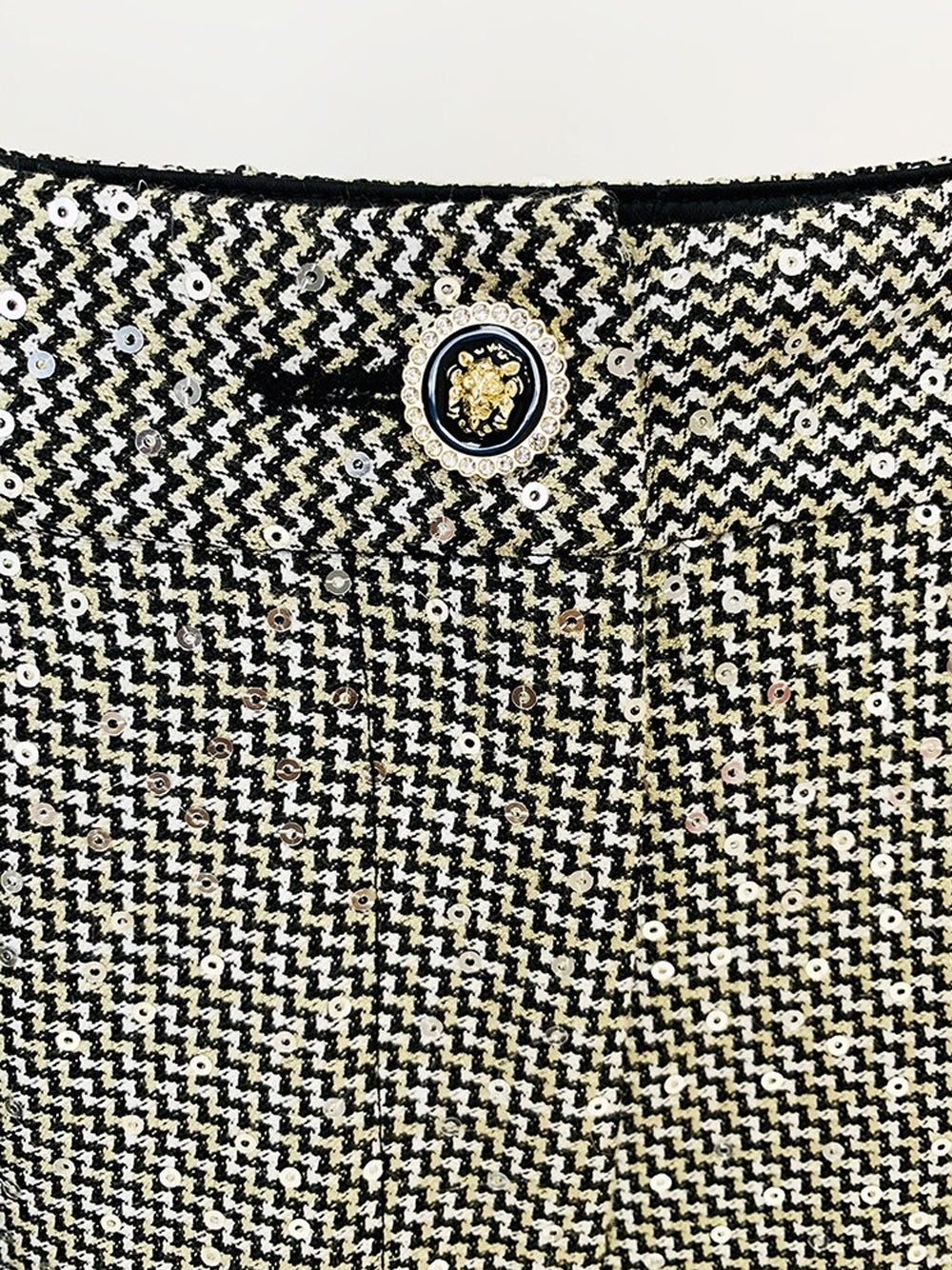 B&w Contrast Trim Tweed Blazer and Pants Set