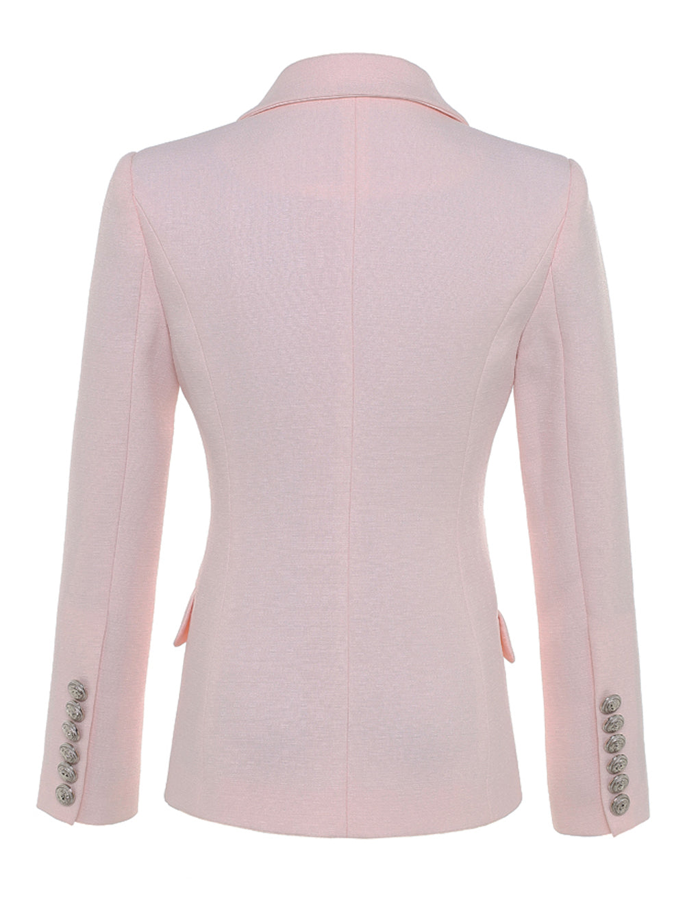 Pink Peak Lapel Double Breasted Silver Button Tailored Blazer