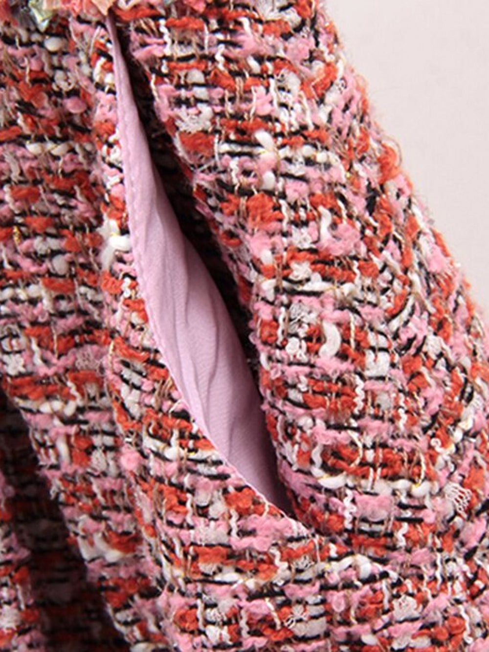 Pink Pearl Trim Tweed Jacket Slip Dress Set