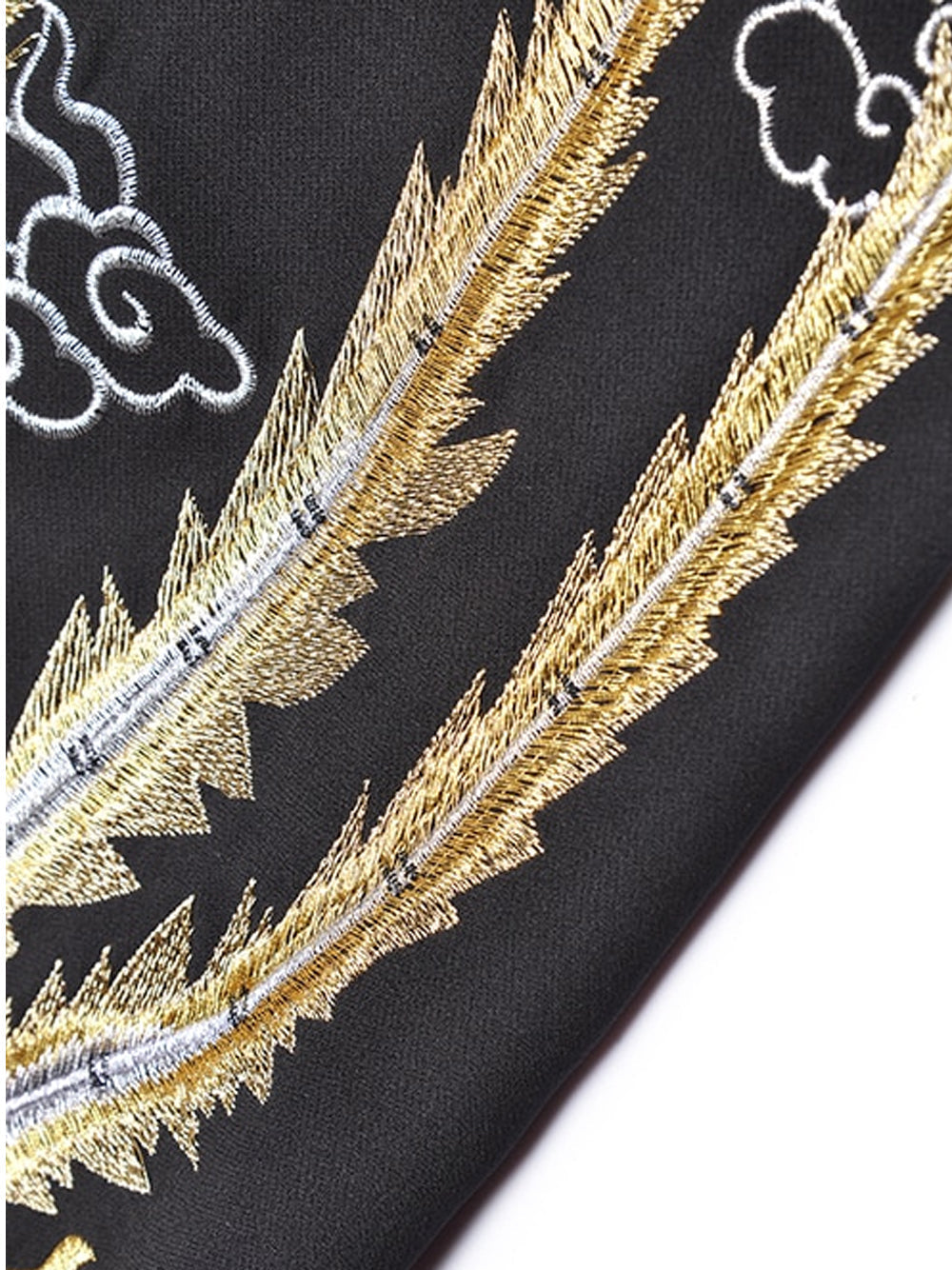 Black Lapel Collar Phoenix Embroidered Belted Long Sleeve Blazer Midi Dress 13