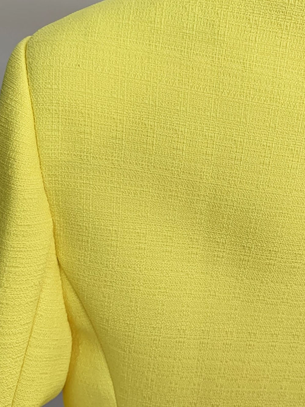 Yellow Peak Lapel Double Breasted Gold Button Textured Blazer