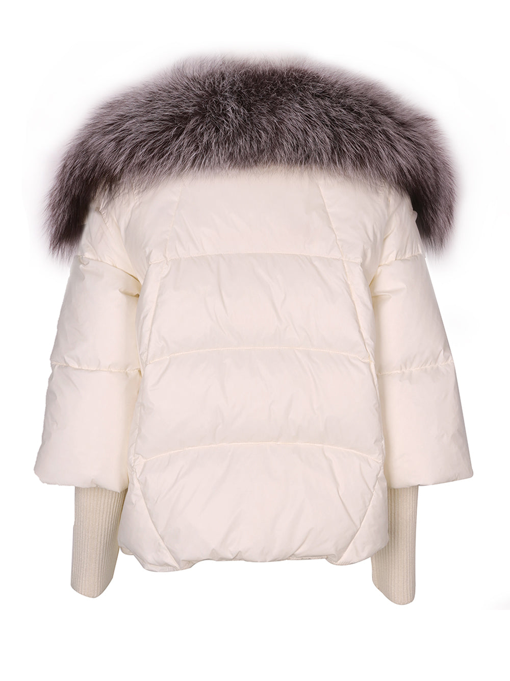 Cream Fur Trim Collar Oversized Puffer Jacket 16