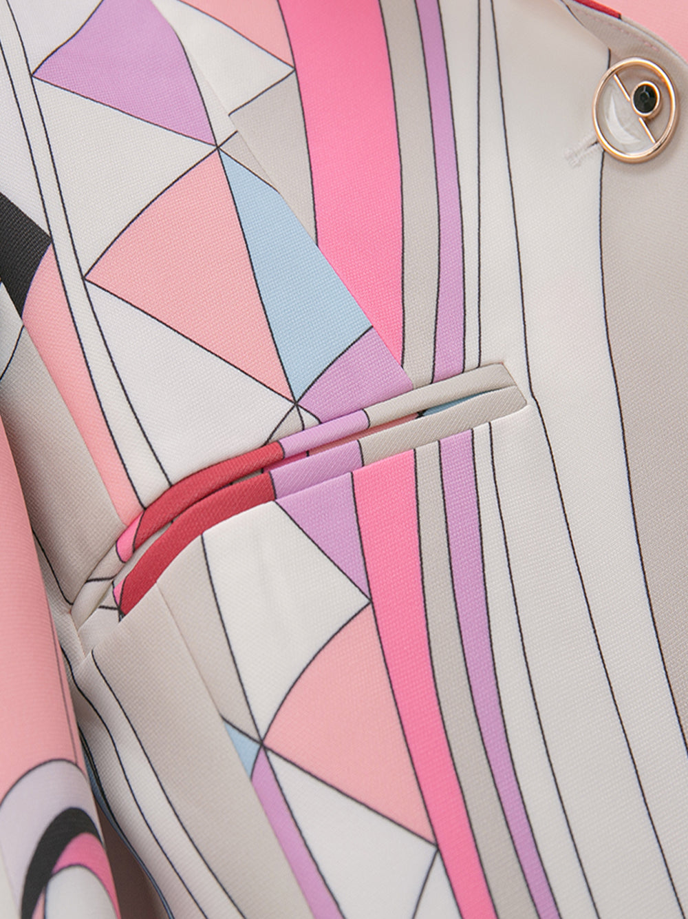 Pink Geometric Abstract Print Blazer and Pants Set 16