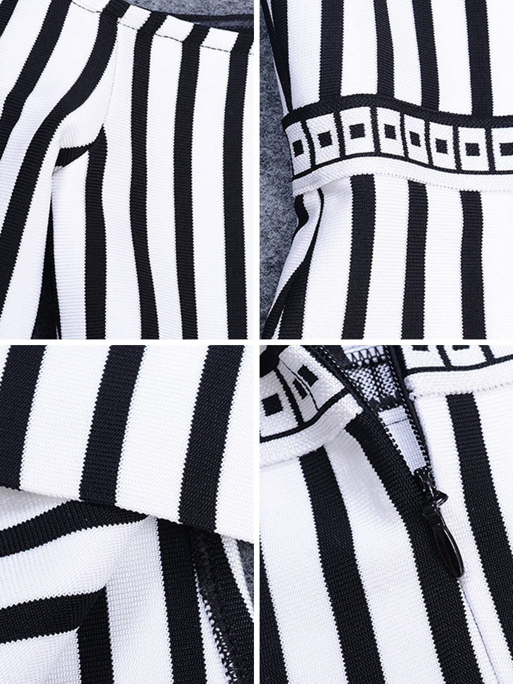 B&w Off-Shoulder Striped Bell Sleeve Tiered Ruffle Bodycon Mini Dress 16