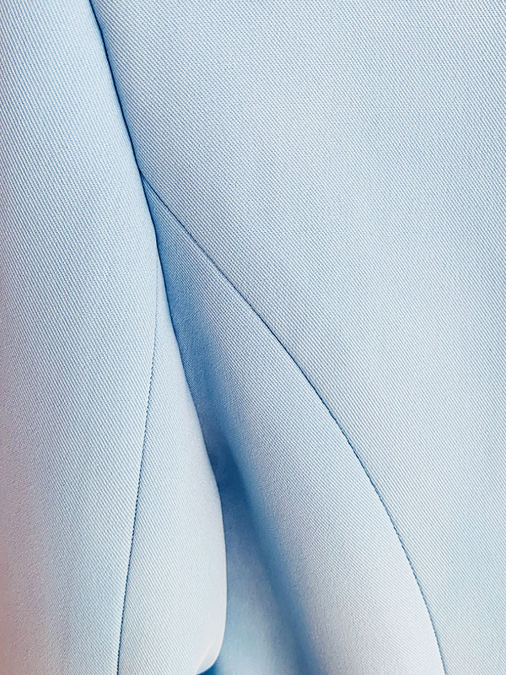 Light Blue Satin Lapel Single Button Blazer and Flare Pants Set