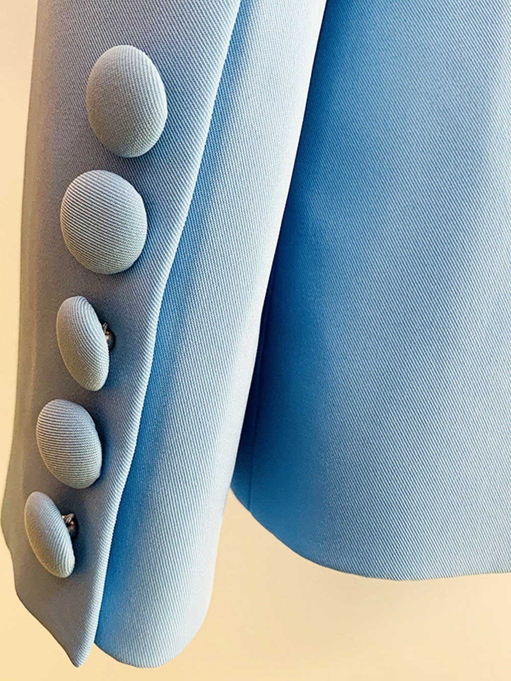 Light Blue Peak Lapel Single Button Blazer Flared Pants Set
