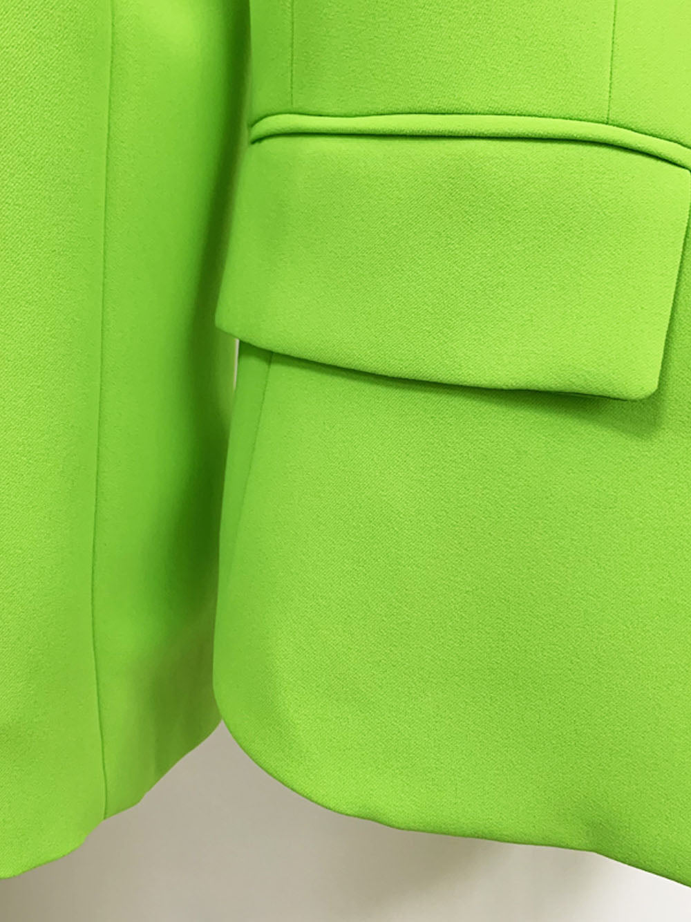Lime Peak Lapel Gold Button Double Breasted Structured Blazer