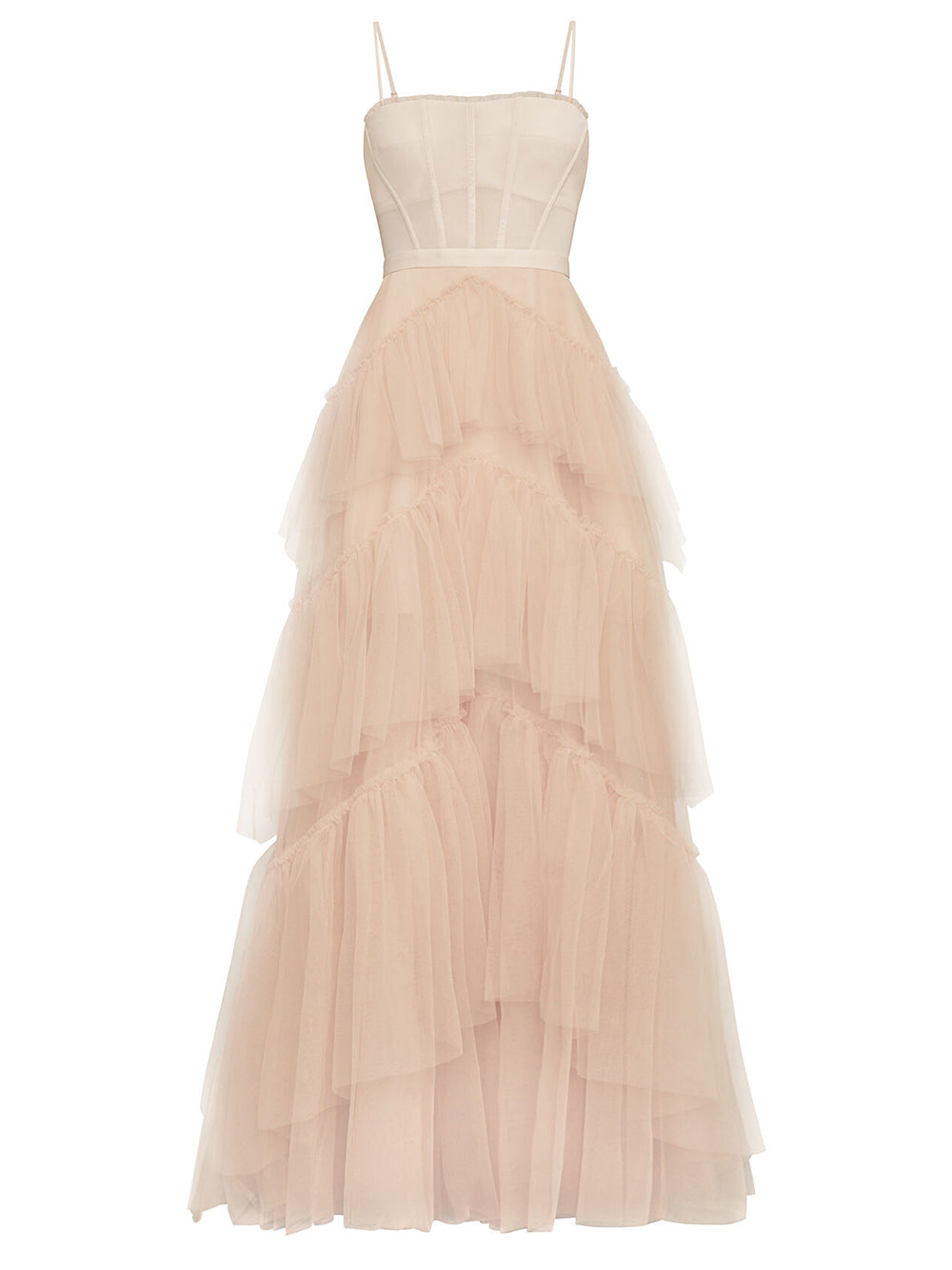 MADAME Strap High WaistTulle Maxi Dress