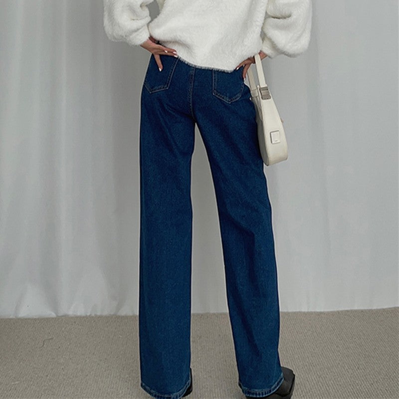 Loose High Waist Denim Straight Jeans