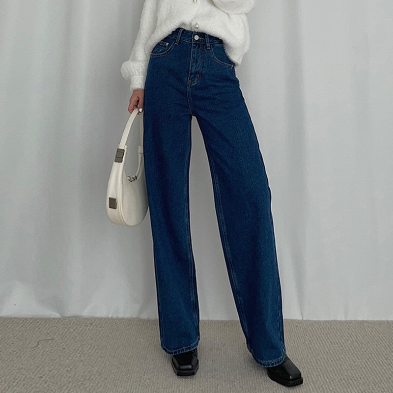 Loose High Waist Denim Straight Jeans