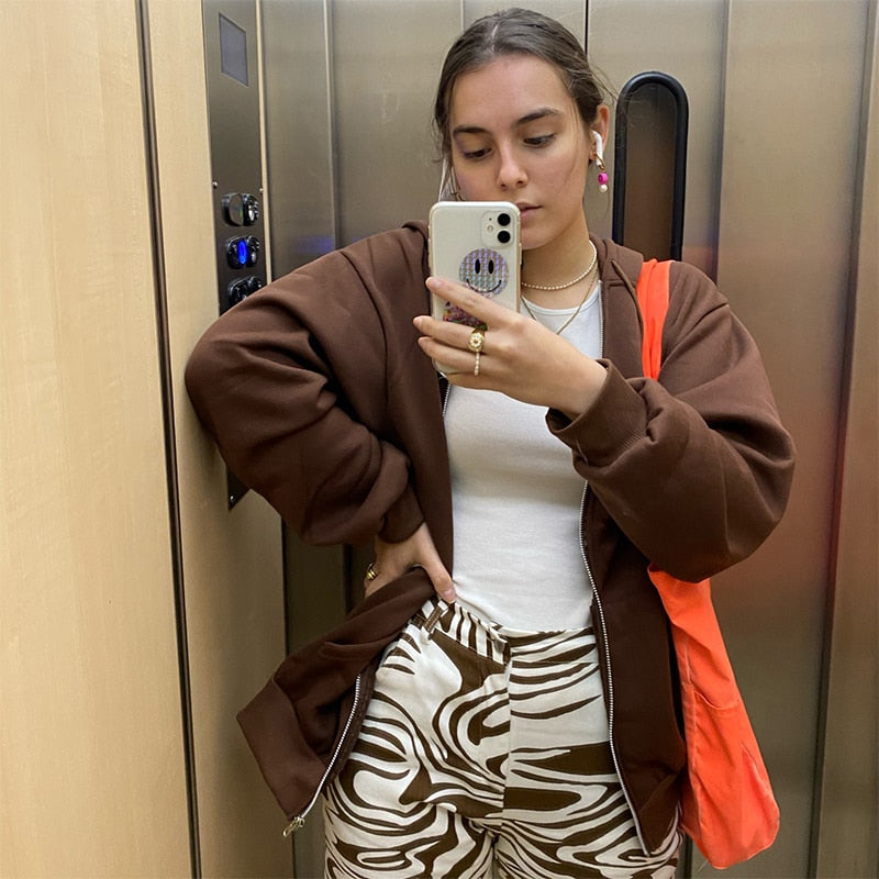 Solid Color Simple ZipUp Coats