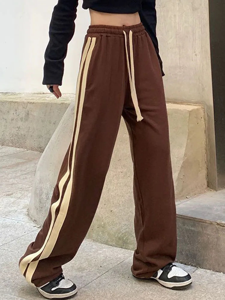 Striped Lace Up Women's Harajuku BF Style Sweatpants