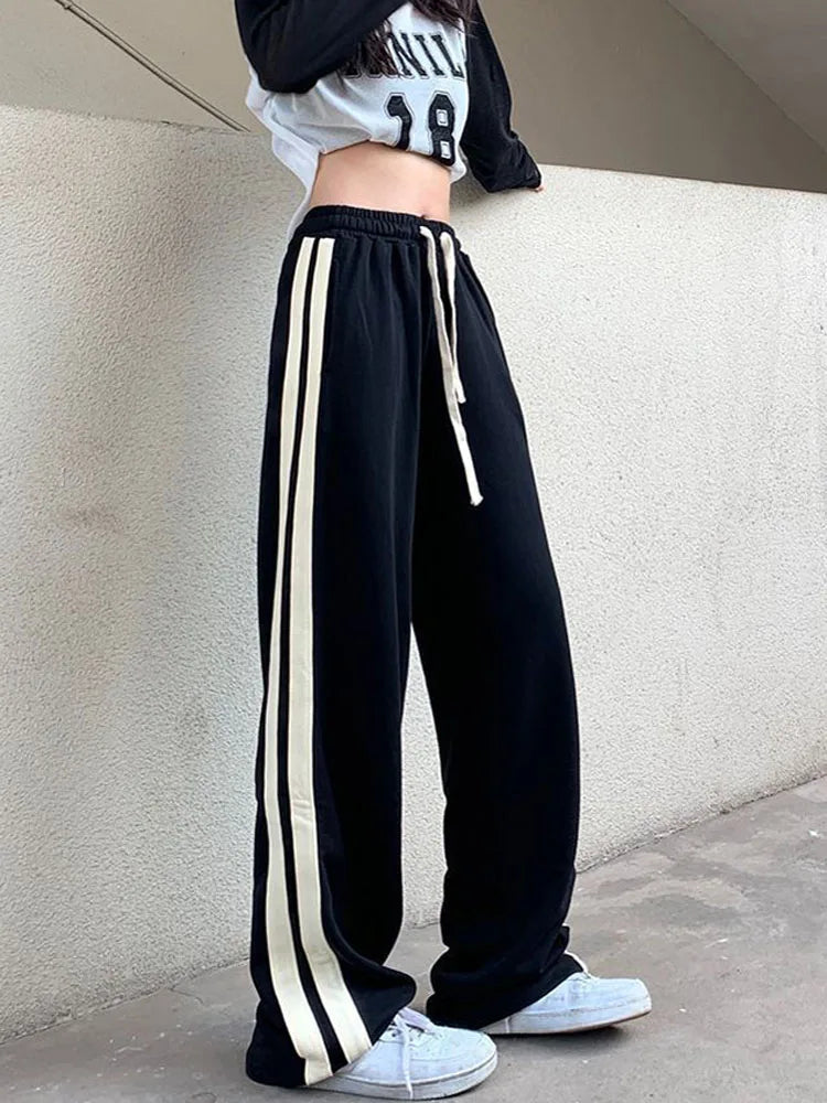 Striped Lace Up Women's Harajuku BF Style Sweatpants