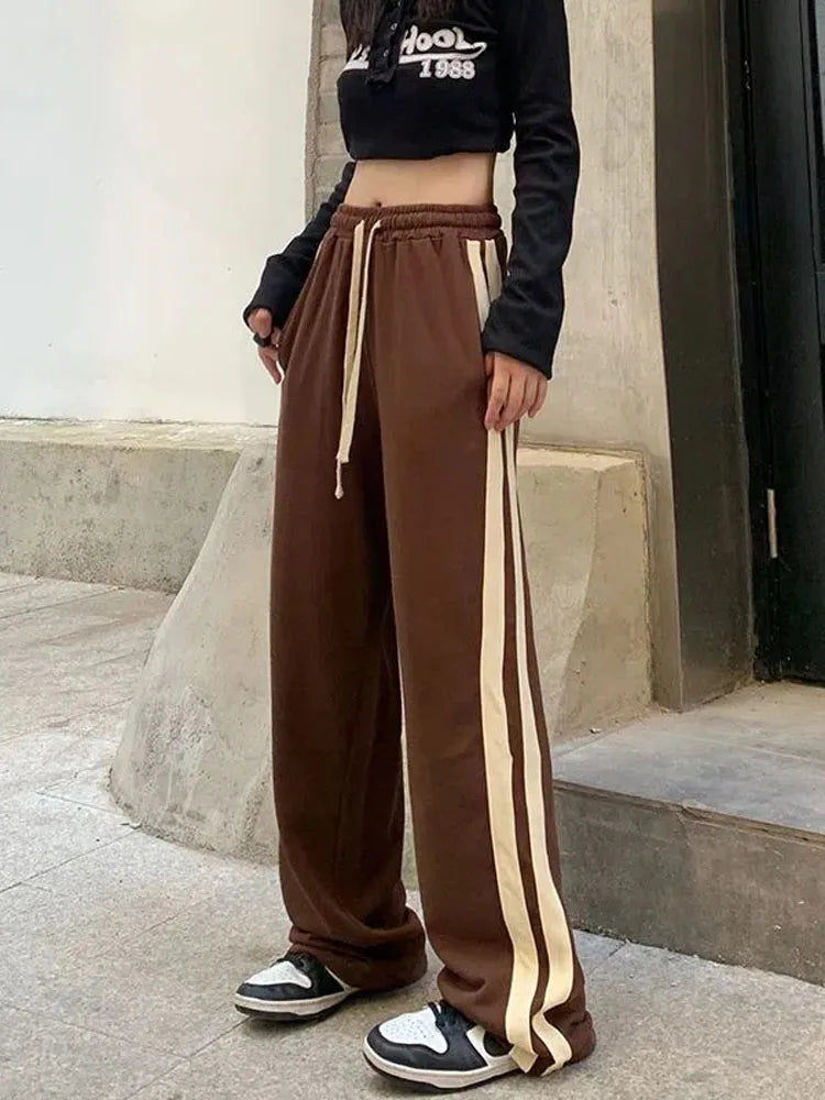 Striped Lace Up Women's Harajuku BF Style Sweatpants