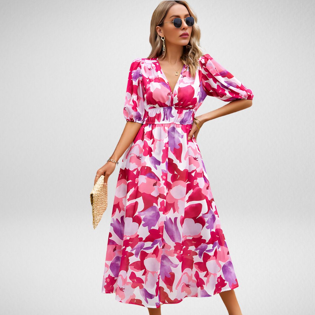 Dayana Luxe Dress with V Neckline Premium Wardrobe Essential