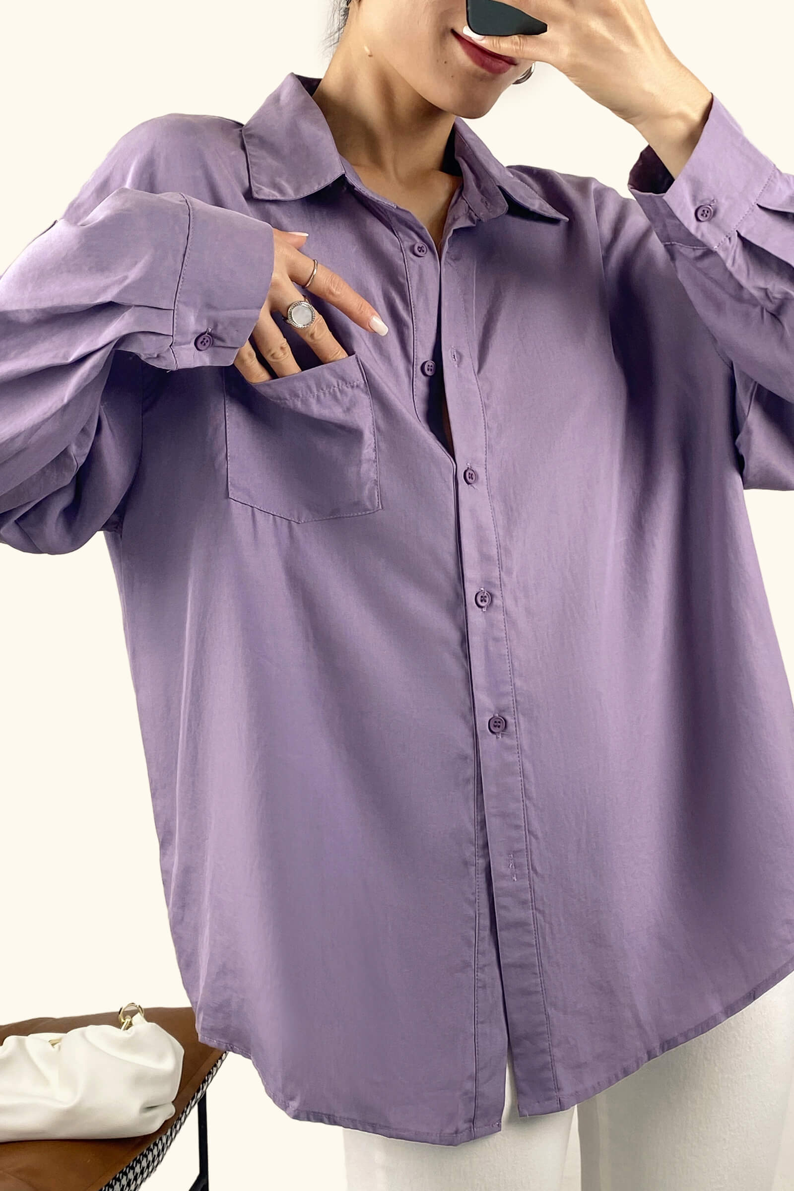 Slate Blue Long Sleeve Button Front Shirt