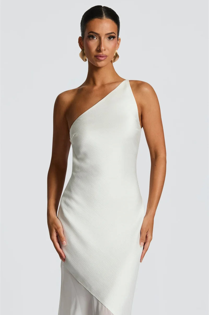 Mozision One Shoulder Backless Maxi Dress