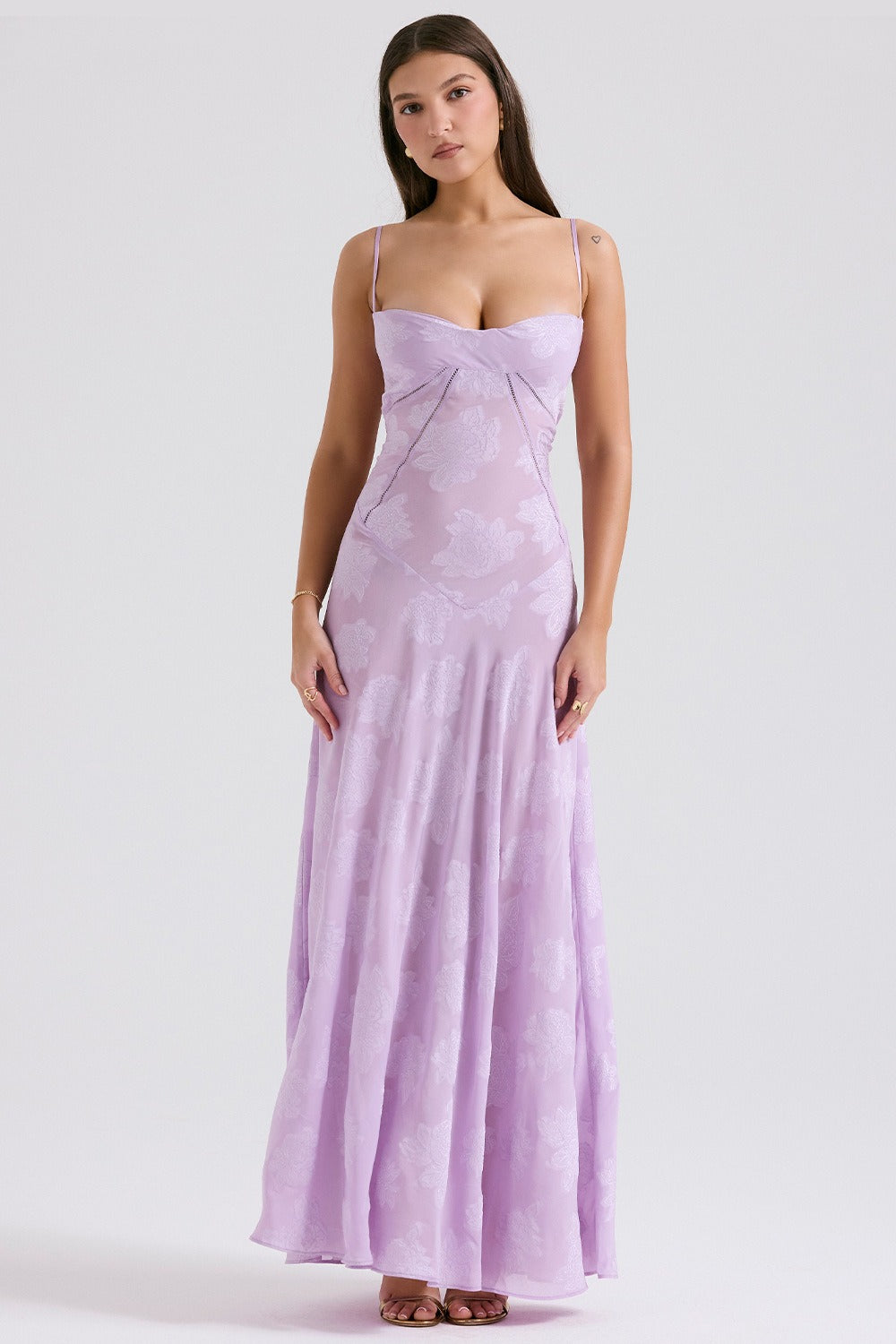 Dainty Lace Spaghetti Strap Tie Waist Prom Dress