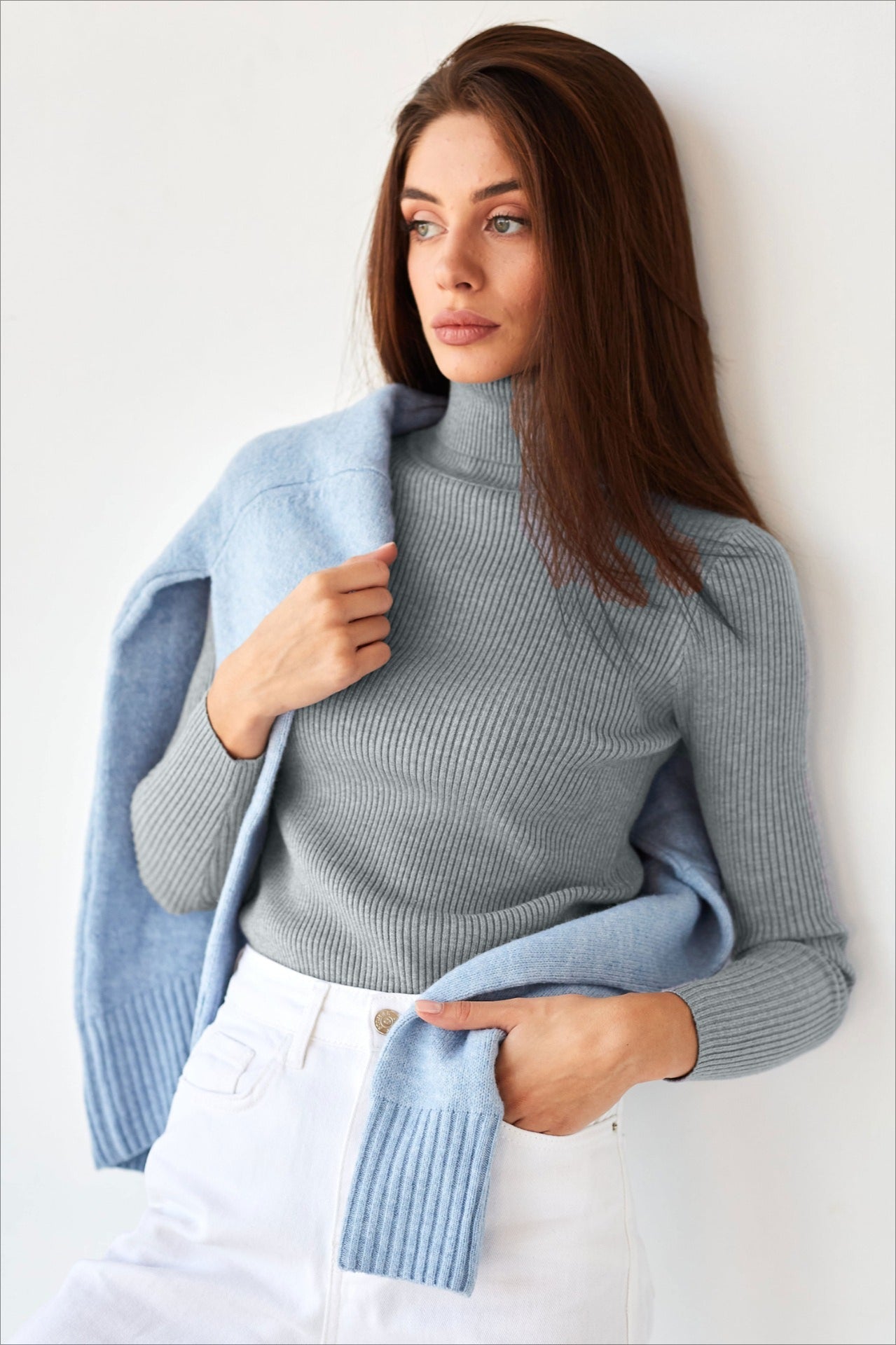 High Neck Pullover Slouchy Knit Sweater