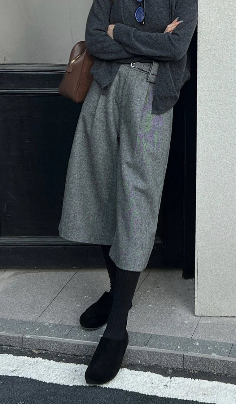 Minimalist Wool Blend Relaxed Fit Winter Pants