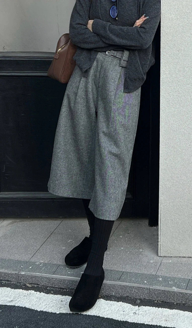 Minimalist Wool Blend Relaxed Fit Winter Pants