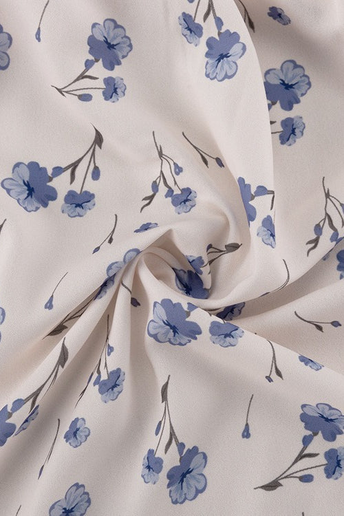 Asymmetric V Neck Flare Sleeve Floral Dress