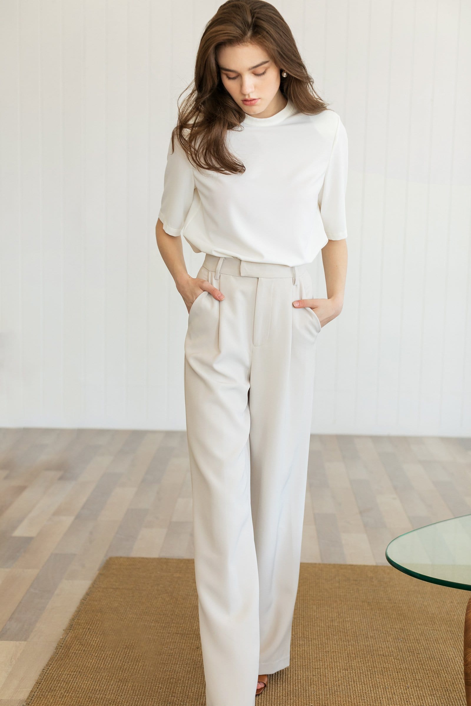 Business Essential Ivory Wide Slacks