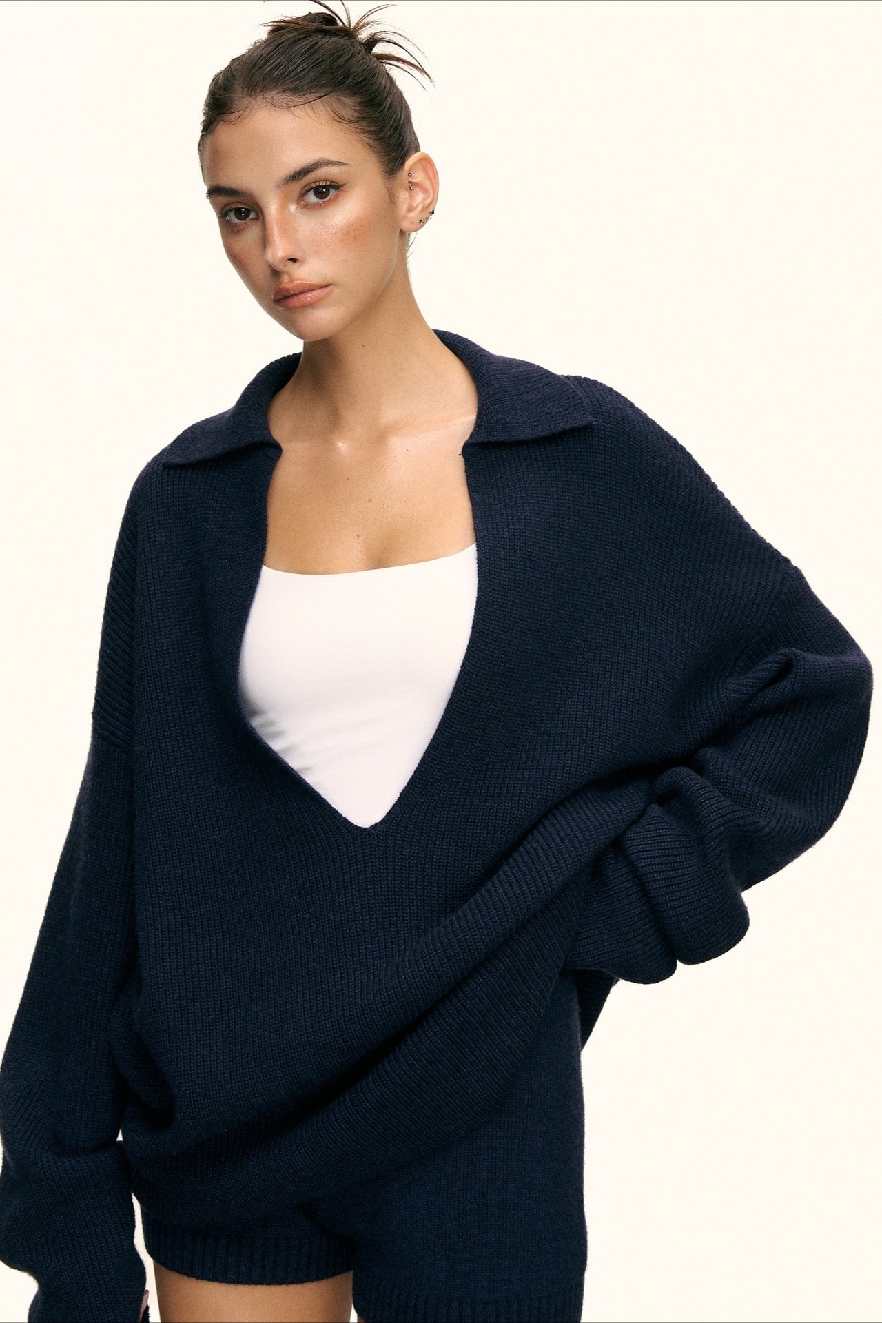 Slouchy VNeck Sweater Set Knit Set