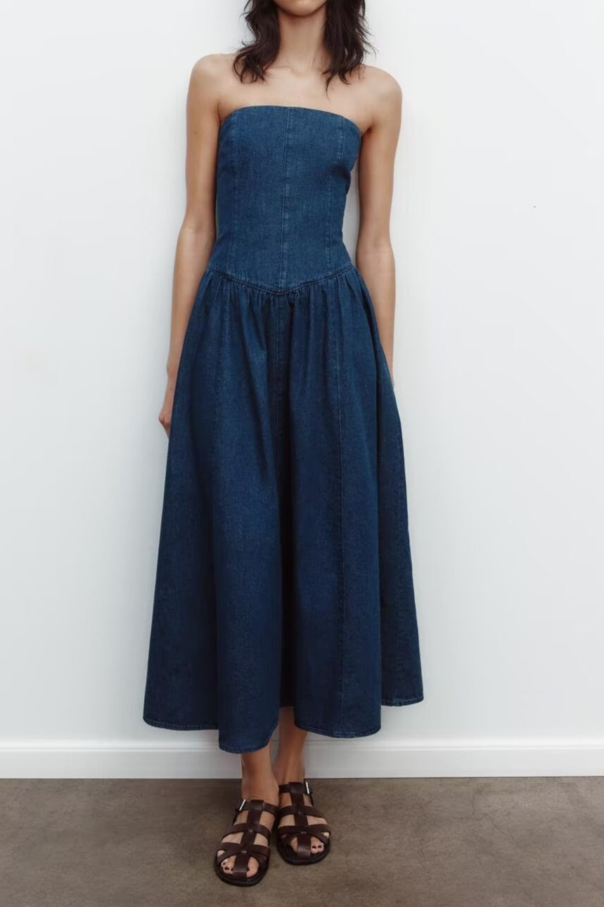 Strapless ALine Denim Dress