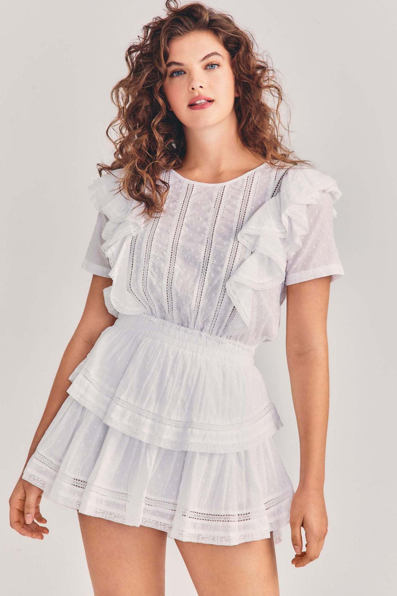 White Lace Layered Mini Dress