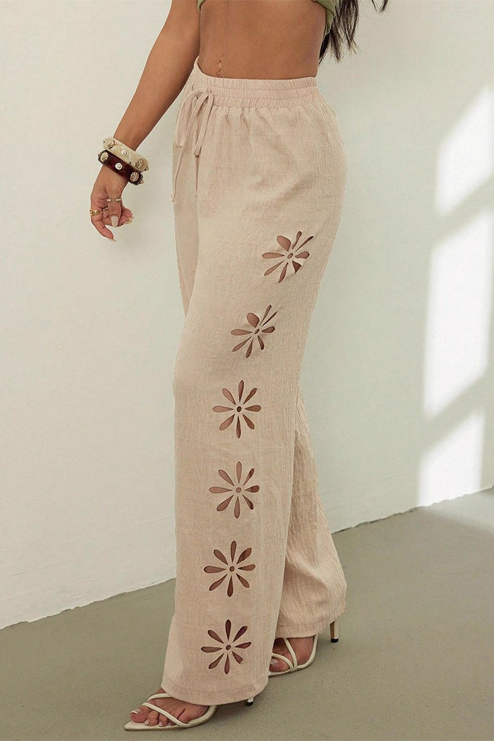 Hollow Out Straight Leg Boho Pants