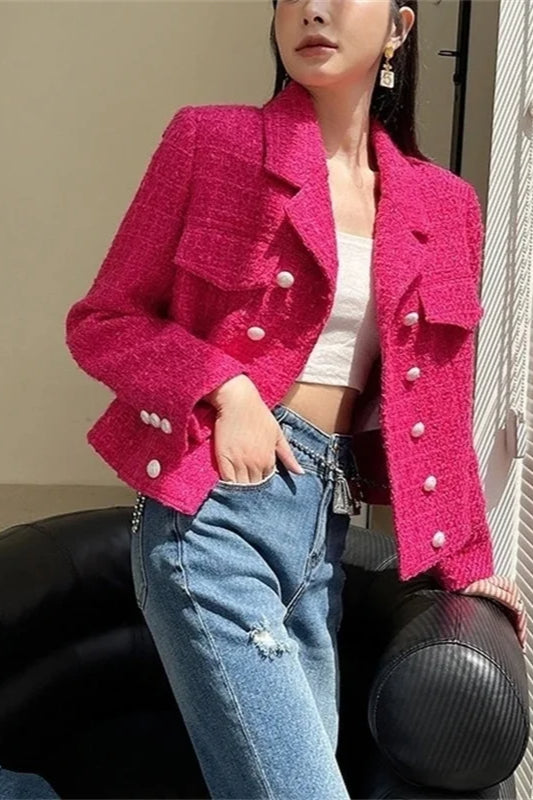 Tweed DoubleBreasted Slim Blazer