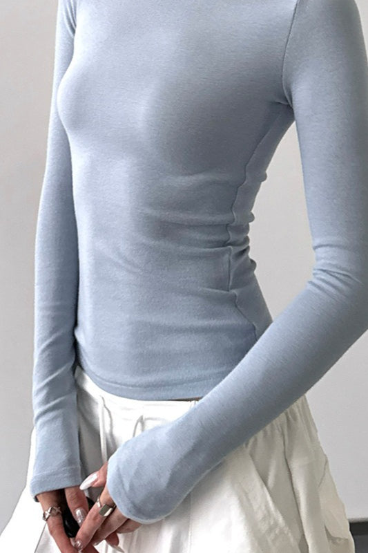 Vintage Solid Crew Neck Slim Long Sleeve Base Layer
