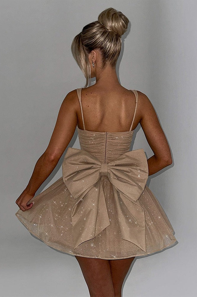 Satin Bow A-Line Mini Dress 9